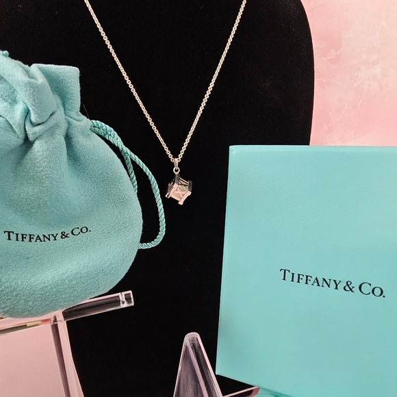 Tiffany & Co. Atlas Cube Roman Numerals 925 Sterling Pendant Necklace VGUC - Picture 8 of 16